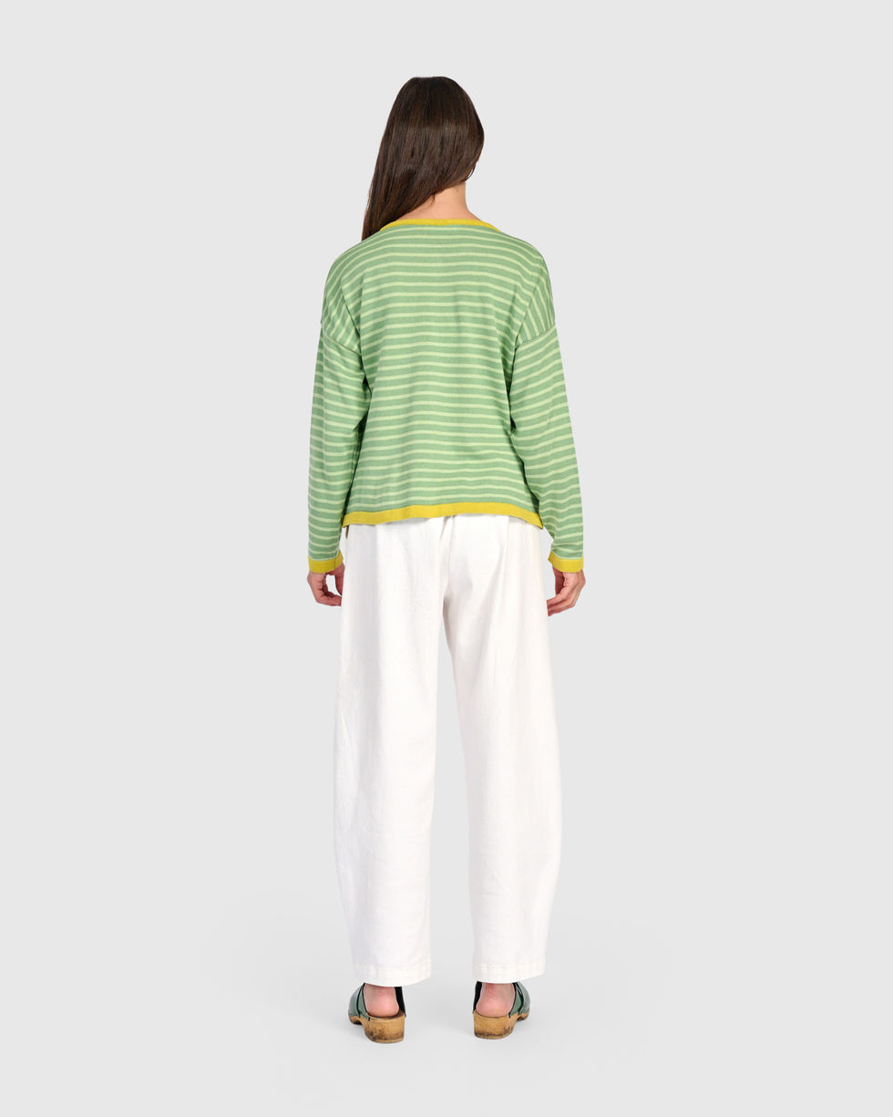 Alembika Skinny Stripe Cardigan - Lime AS61L
