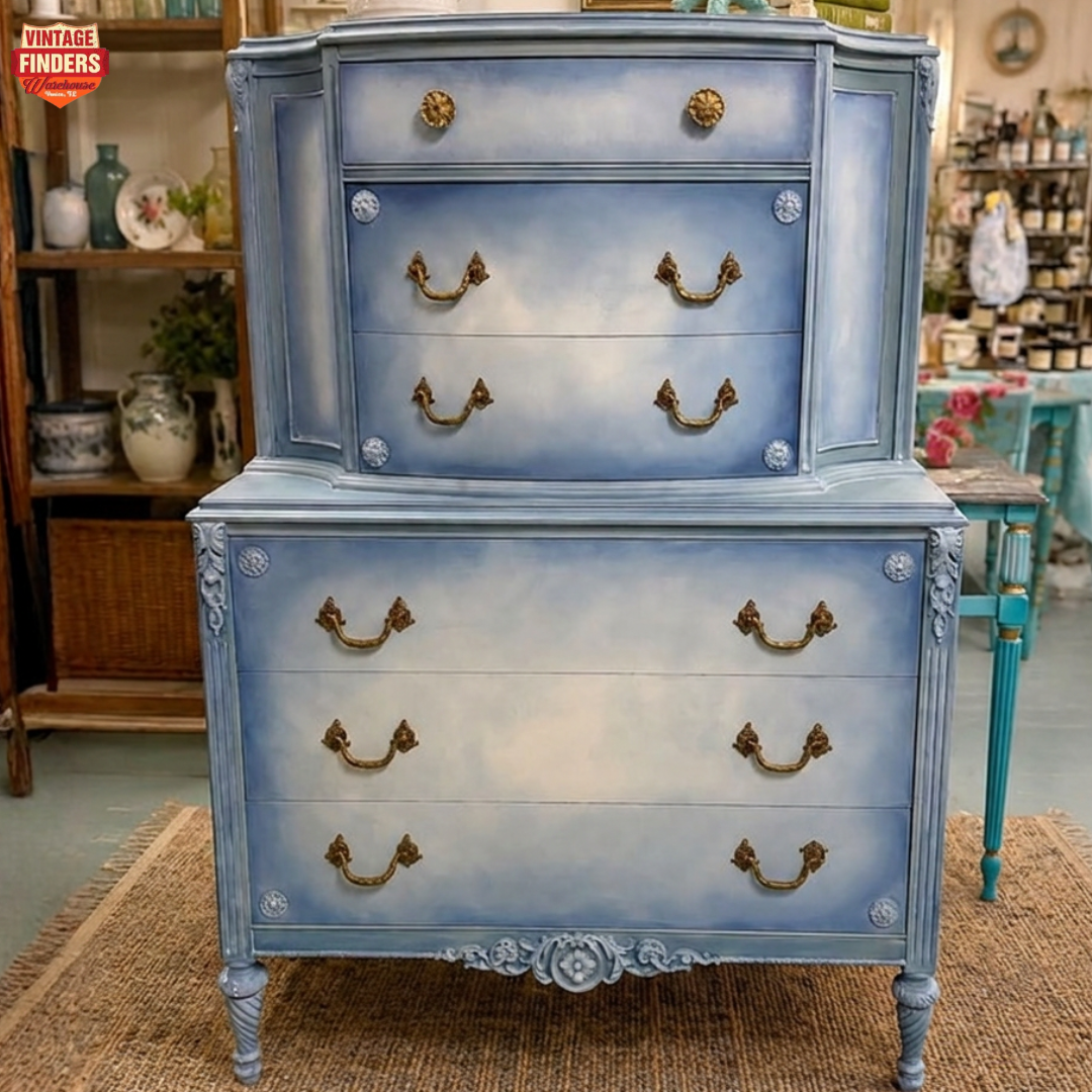 1940's Tall Antique Painted Dresser - 6 Drawers