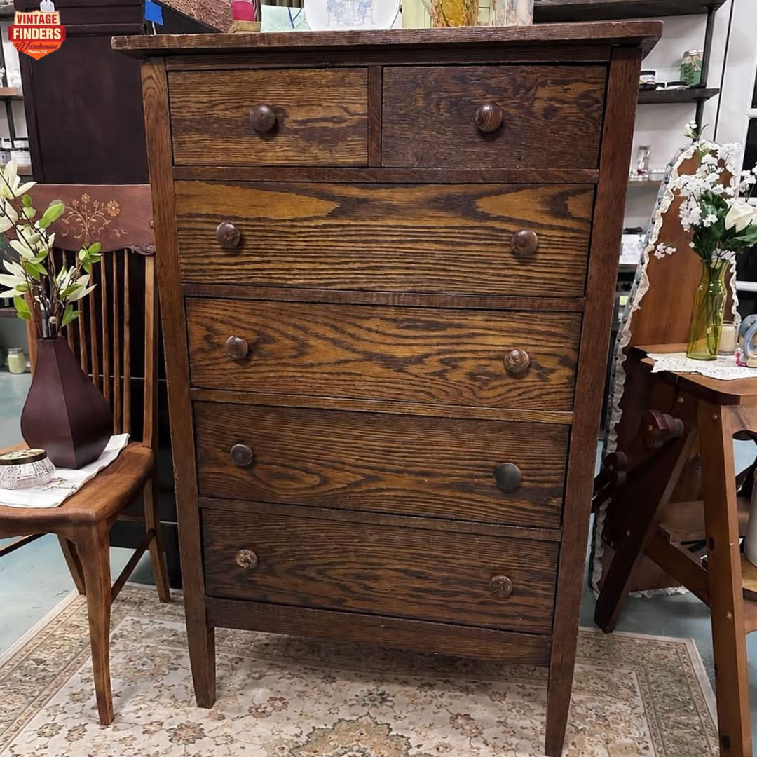 Tiger Oak Tall Vintage Dresser / Excellent Condition