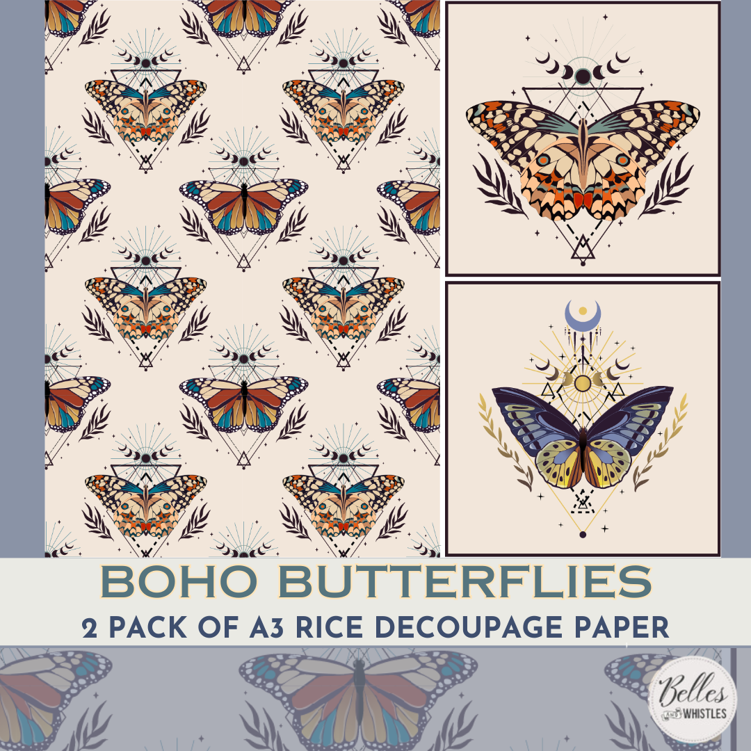 Boho Butterflies Decoupage Paper (2-Pack)