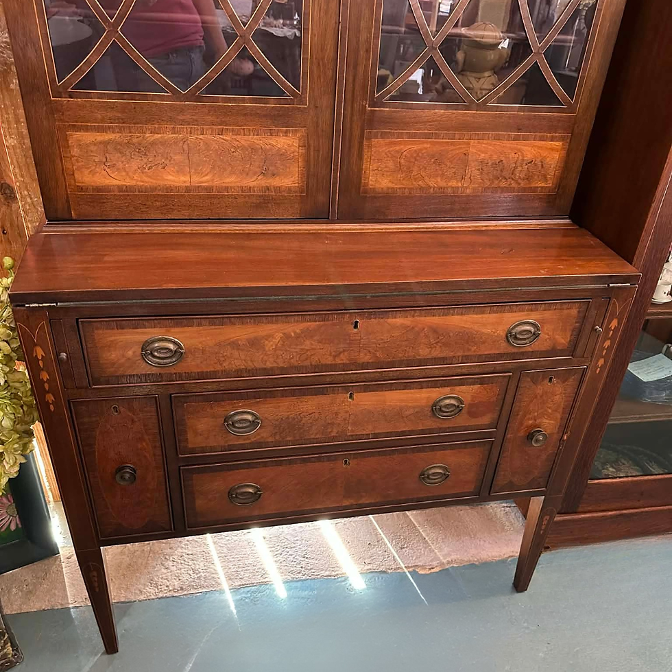 Thumbnail: Antique Secretary Desk/ Bookcase Cabinet - Flamed Mahogany