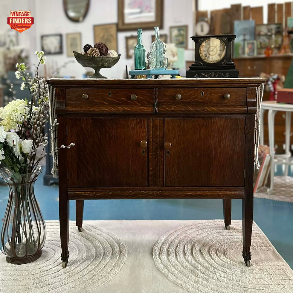 Thumbnail: 1920's Antique Tiger Oak Buffet Server Cabinet