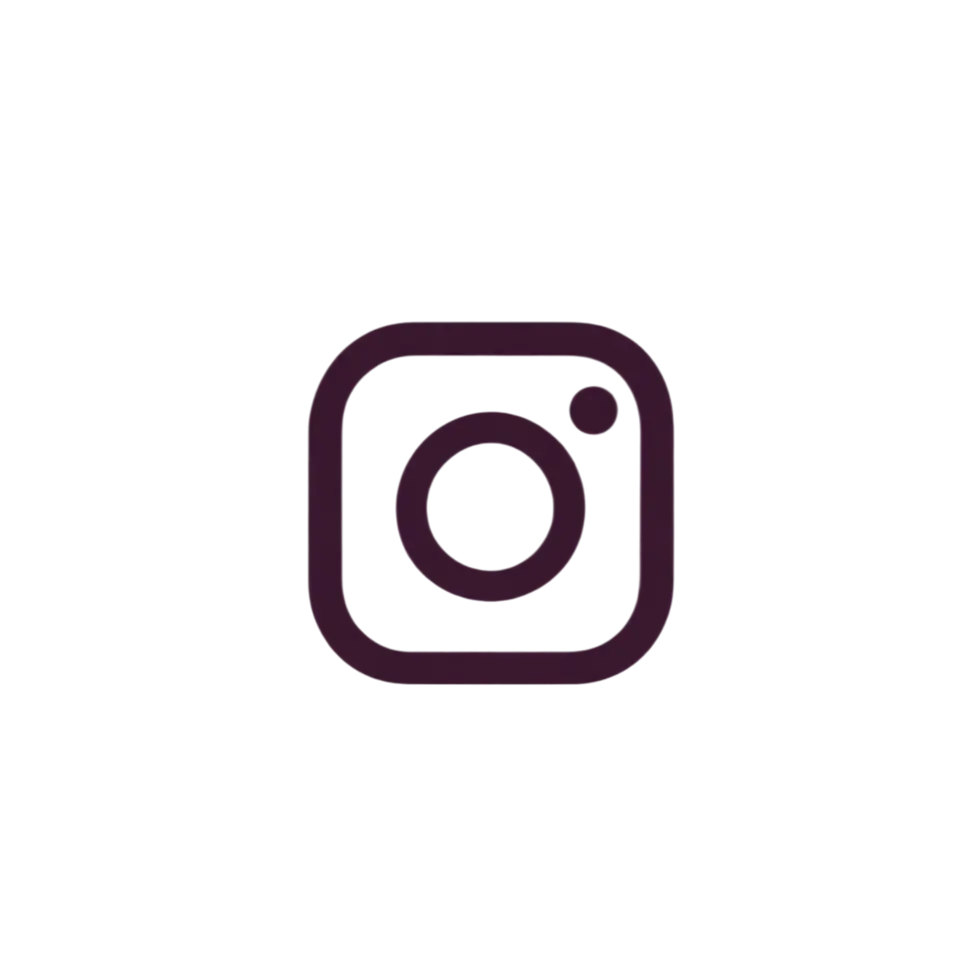 Digital icon illustration of the Instagram logo in dark purple against a solid black background. Minimalist and sleek styling.