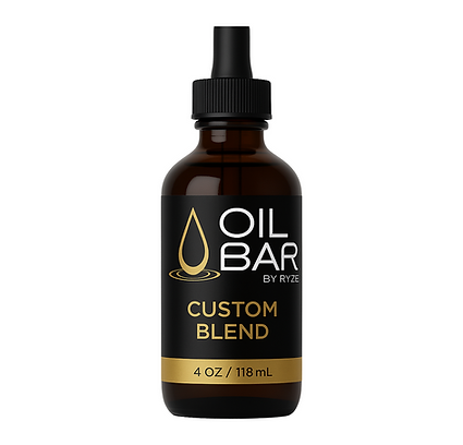 Natural oils and herbal ingredients available for custom formula blending at The Oil Bar by RYZE.