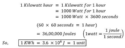 relation between kilowatt hour and joule.