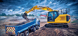 excavator and dhamper working