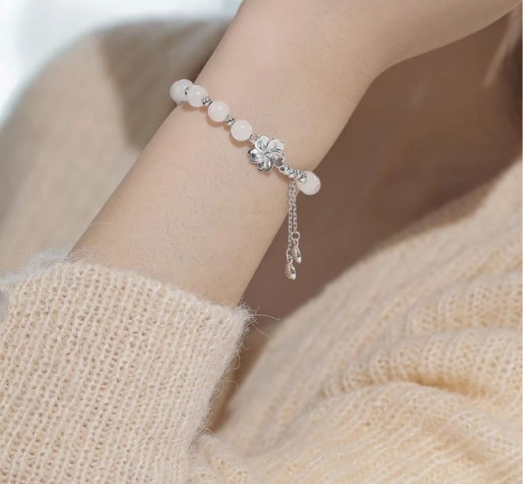 サムネイル： カップル  椿ブレスレット ネーム刻印 ツバキ柄ブレスレット レディース  カメリア アクセサリー 彼女・彼氏へのペア プレゼント