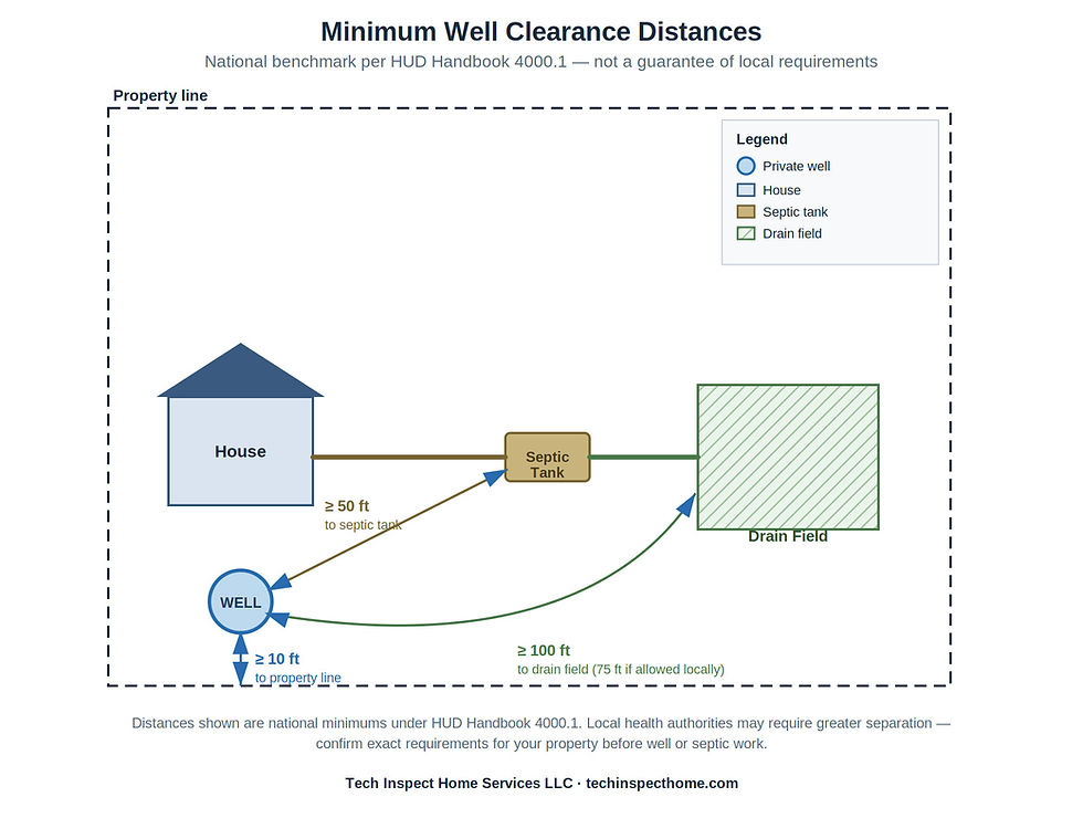 Diagram of Well to Septic Tank and Drain Field Distance Requirements