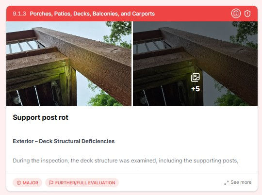 Major Inspection Report Defect of a Deck