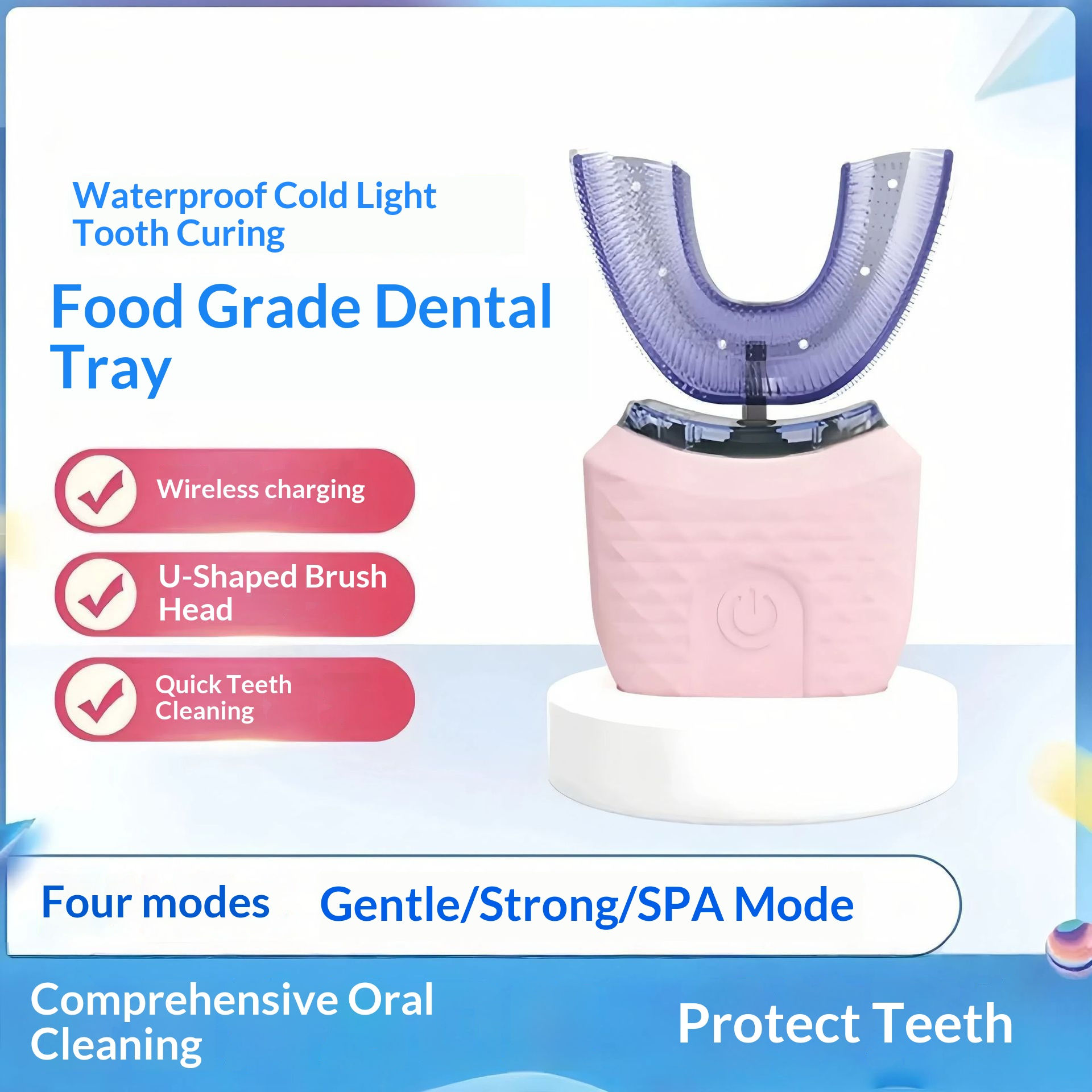 Adult U-Shaped Electric Toothbrush 360° Intelligent Cleaning USB Rechargeable A