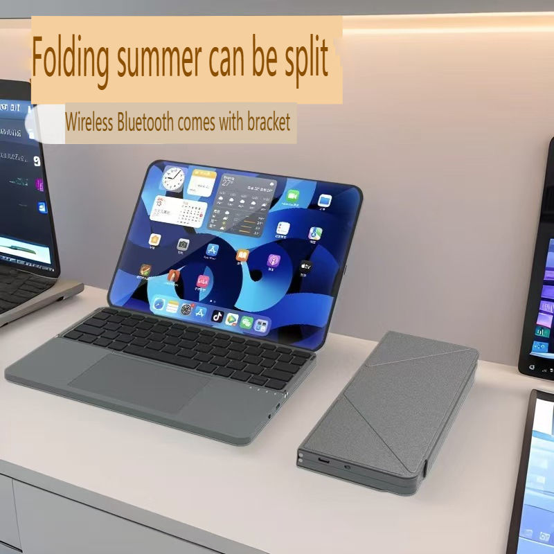Thumbnail: Bluetooth Wireless Keyboard with TouchPad Portable Slim Keyboard with Pu Bracket