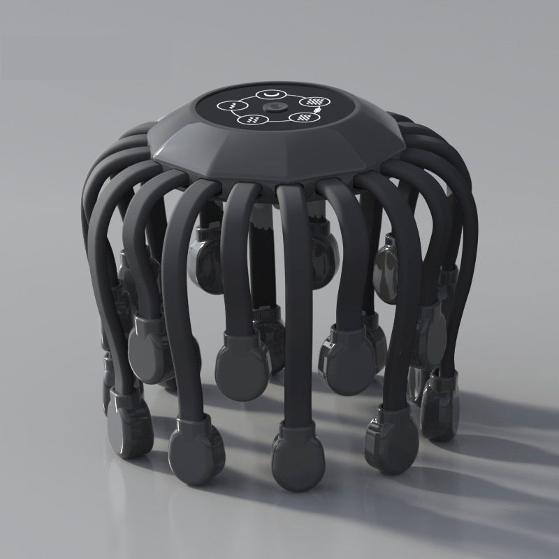 Thumbnail: Orange Octopus Head Massager, 10/20 Independent Massage Heads, Wireless Vibratio