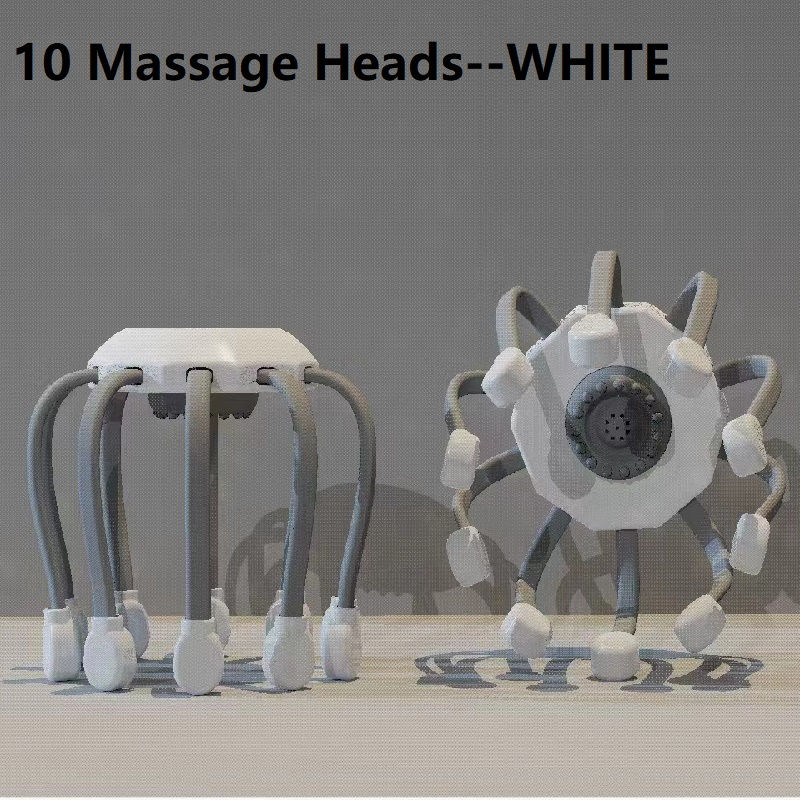 Thumbnail: Orange Octopus Head Massager, 10/20 Independent Massage Heads, Wireless Vibratio