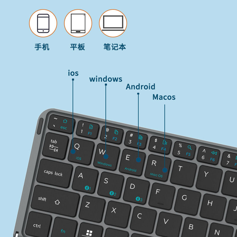 Thumbnail: Bluetooth Wireless Keyboard with TouchPad Portable Slim Keyboard with Pu Bracket