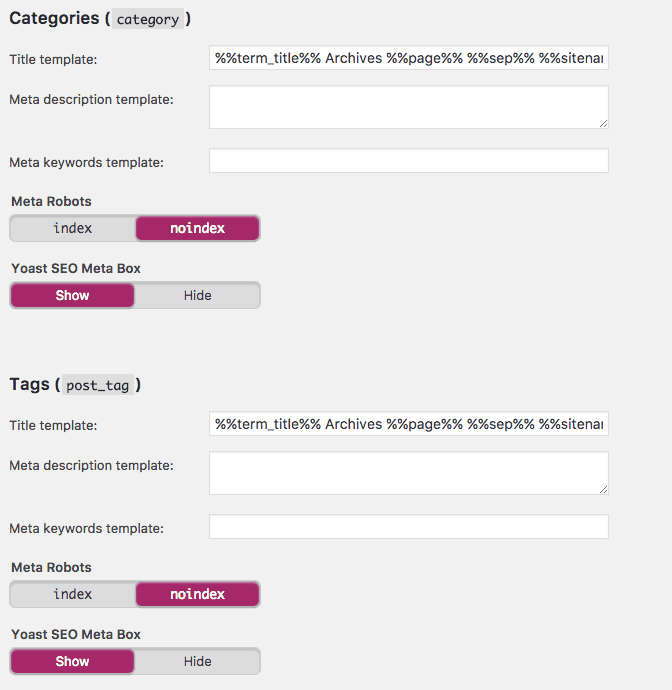 Yoast-Taxonomies