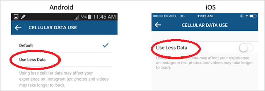 use less data on instgram