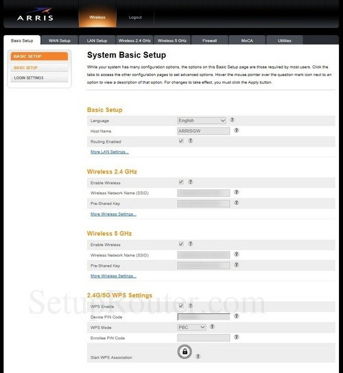 Arris Router Login Page