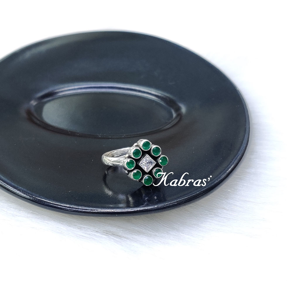 Thumbnail: Silver ring with white stone design