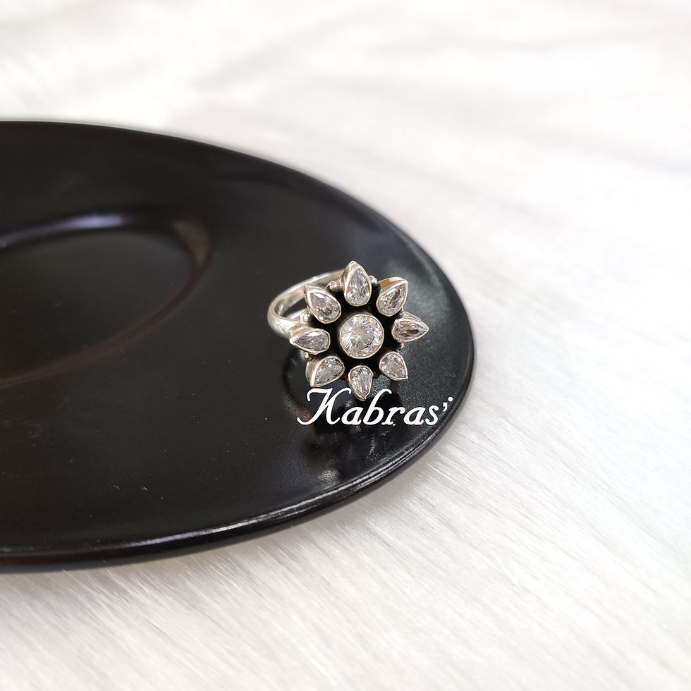 Thumbnail: Drop Daisy Cut Stone Ring