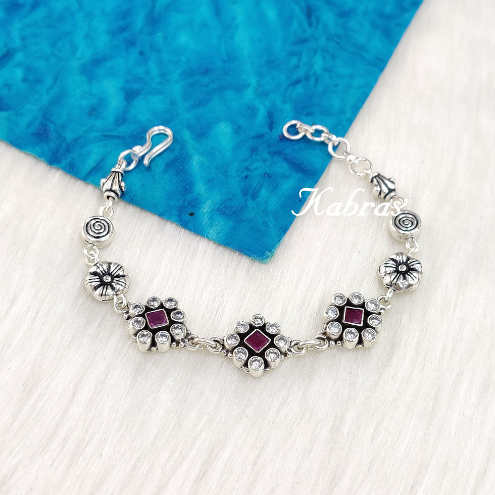 Thumbnail: Stylish silver bracelet for women with intricate detailing