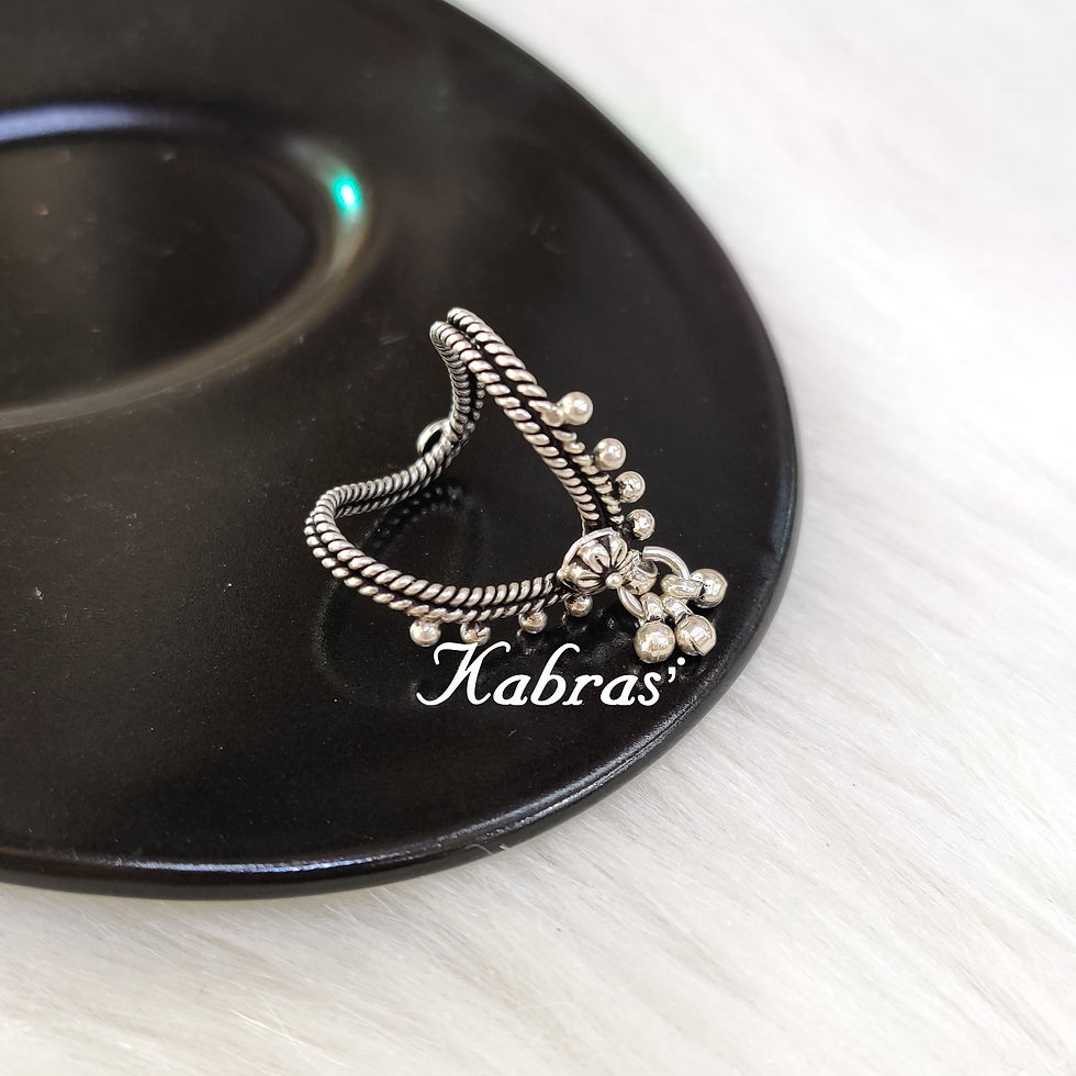 Thumbnail: Chandi Ki Ring for Women featuring antique rawa detailing and adjustable fit
