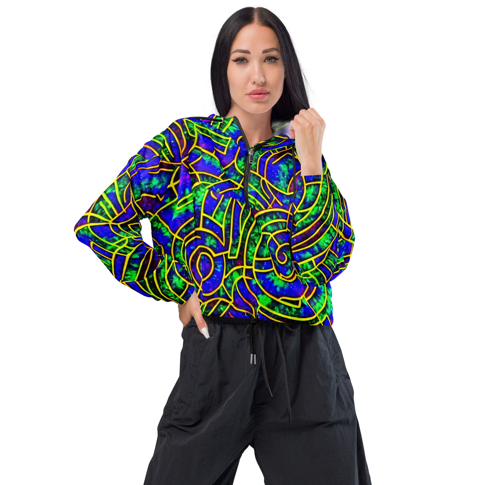 Female cropped windbreaker
