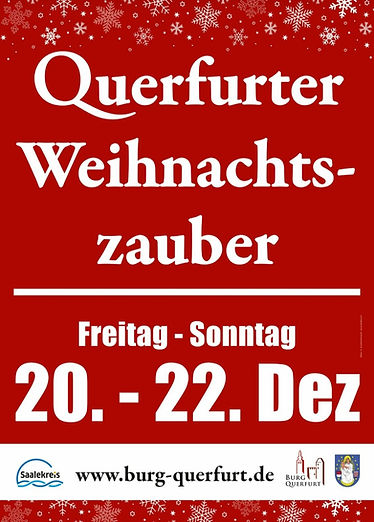 Stadt Querfurt mit dem Querfurter Weihnachtszaber auf dme Marktplatz und der Burg Querfurt mit Four Rock