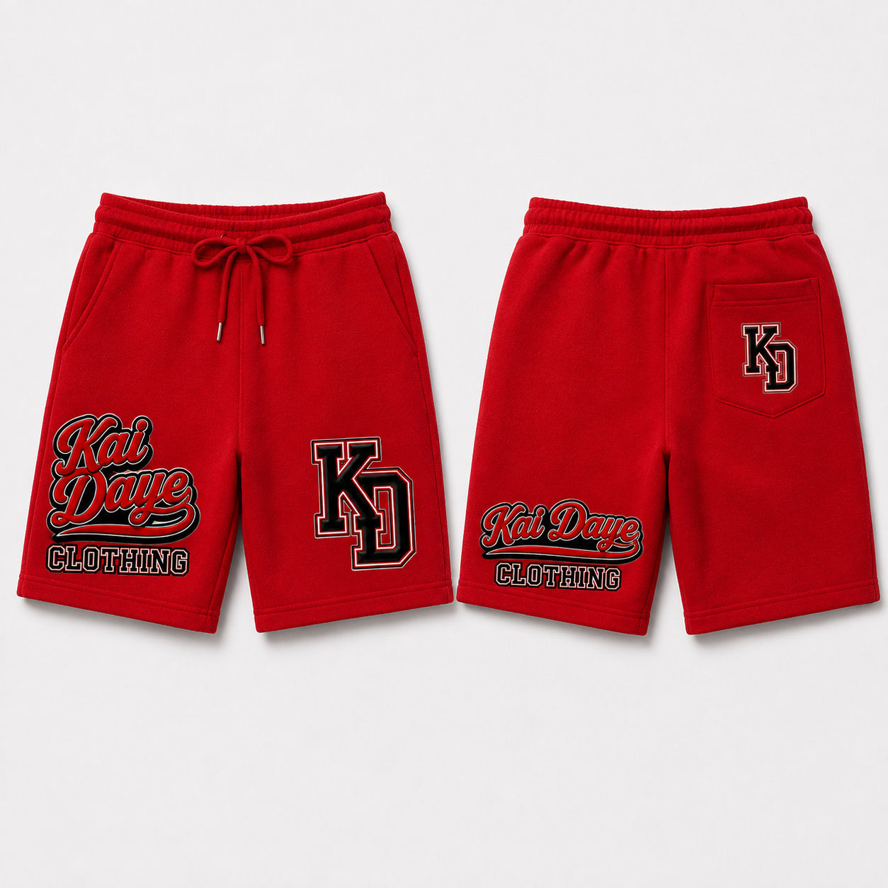 KaiDaye Clothing Red Fleece Shorts