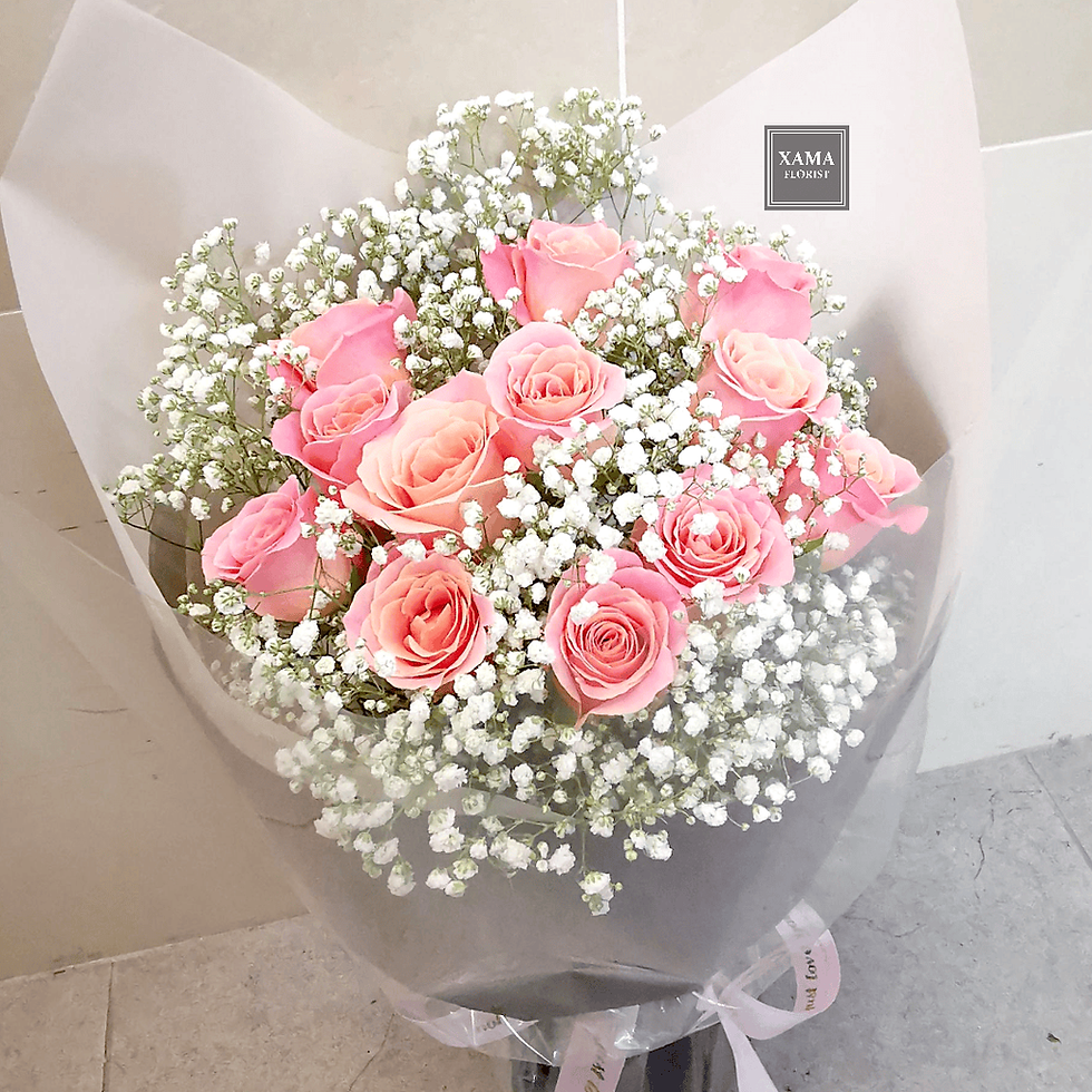 RB30-12枝橘粉玫瑰花束