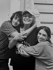 gus aronson, lin tucci, and cara ronzetti celebrate at wrap