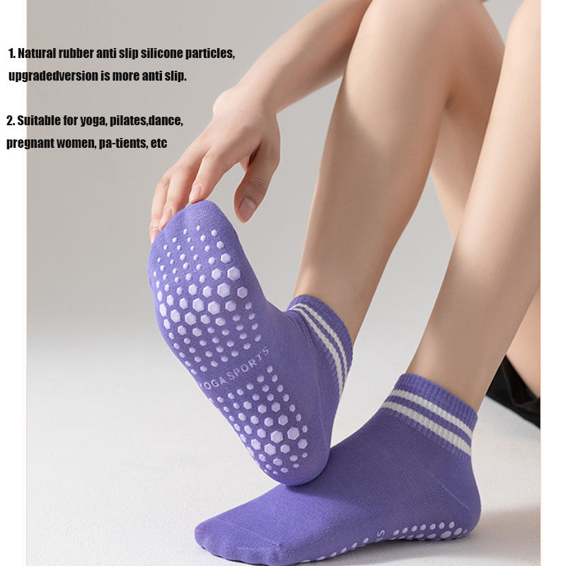 Thumbnail: 5 Pairs Yoga Socks Women Double Stripes Non Slip Pilates Socks Sport Running Gym
