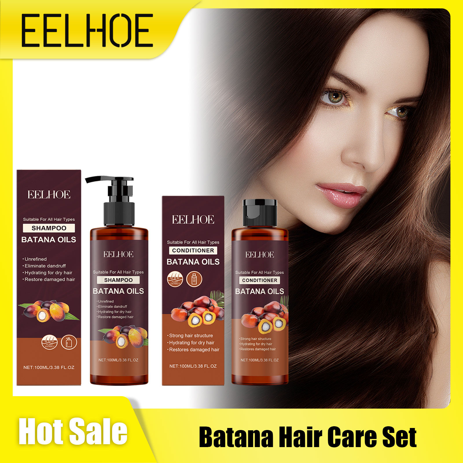 Batana Oil Shampoo Conditioner Set Oil Control Anti Dandruff Scalp Hair Treatmen