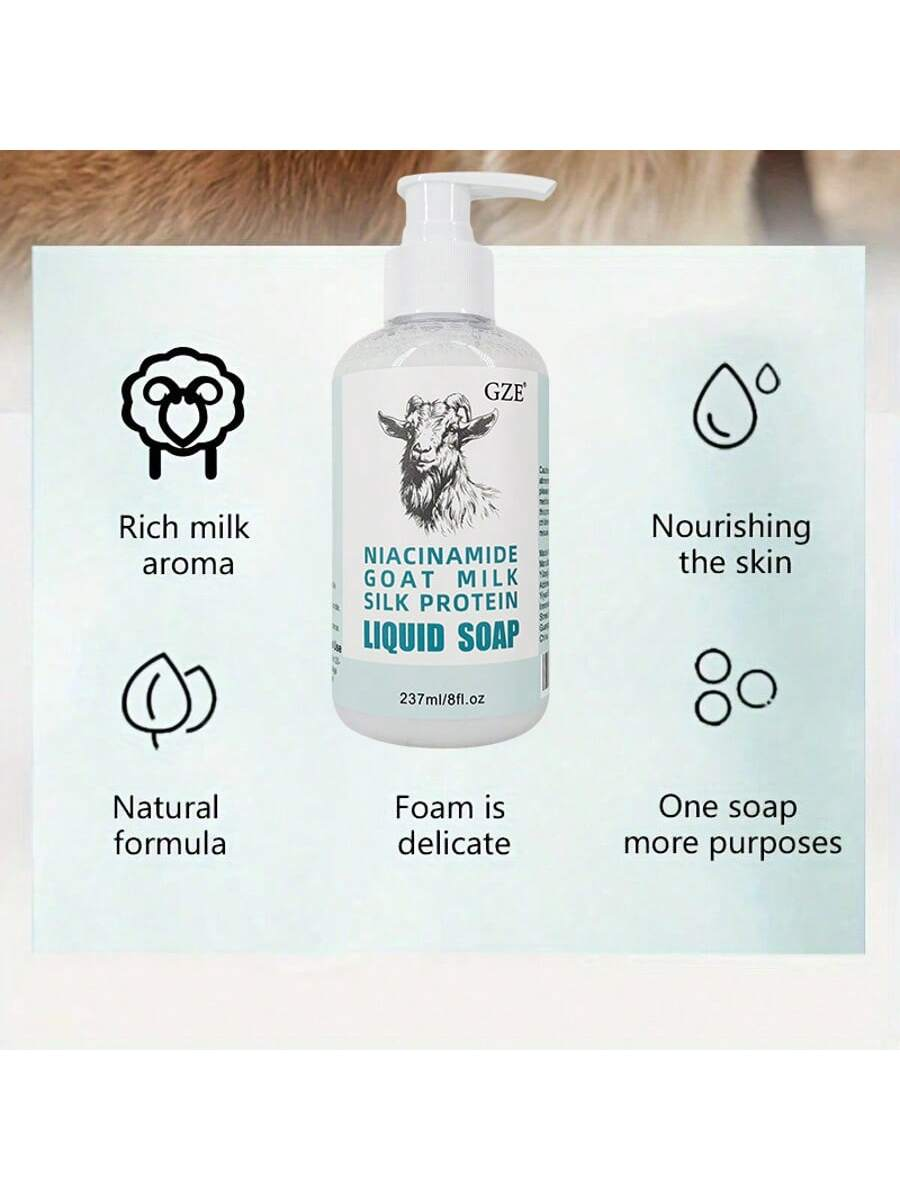 Thumbnail: GZE Niacinamide Goat Milk Silk Protein Liquid Soap Moisturizing Gentle Deep Clea