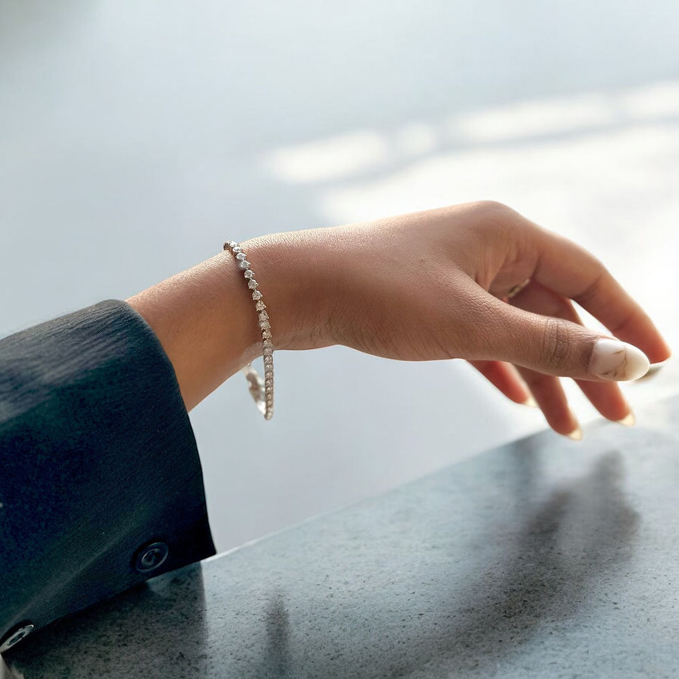 Thumbnail: 18ct White Gold Diamond Tennis Bracelet - 3.69CT