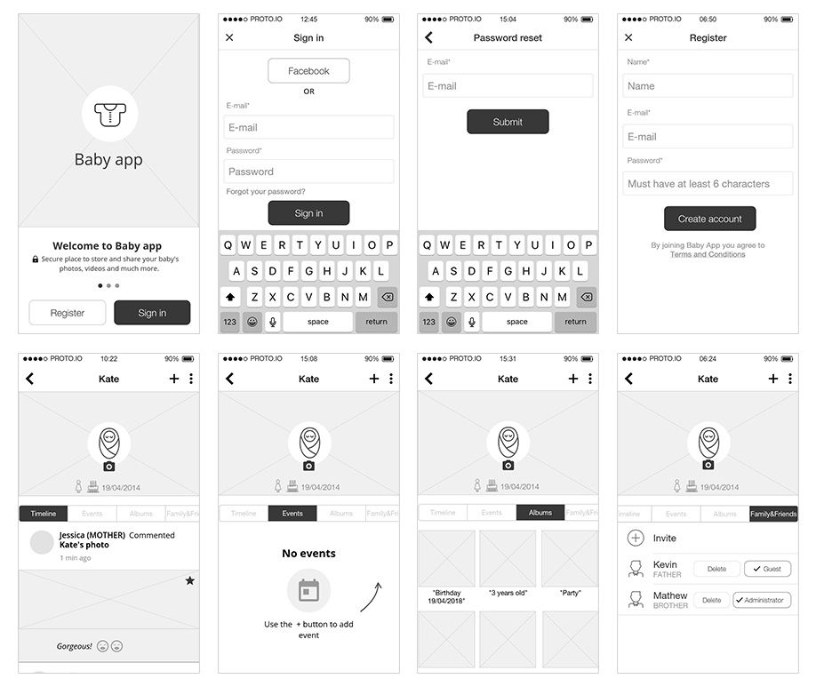 black & white mockups