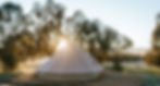 Bell tent in a sunrise at Mansfield Glamping