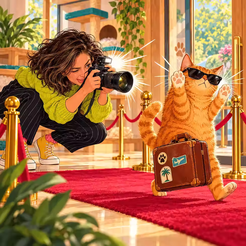 Une dame photographie son chat qui part en pension