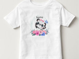 Best Deals! Cute Baby Panda Flower Wreath Custom Name Toddler T-shirt