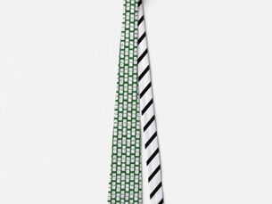 Best Price! White Dominoes with Black Dots on Green Patterned Neck Tie
