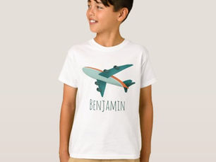 Hot Review! Boy Modern and Cute Blue Airplane Kids T-Shirt