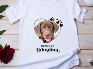 Hot Review! Dog GRANDMA Personalized Heart Dog Lover Pet Photo T-Shirt
