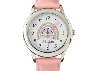Best Price! Personalized Cute Boho Watercolor Rainbow Watch