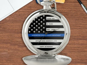 Top 5! Thin Blue Line Personalized Police Retirement Pocket Watch