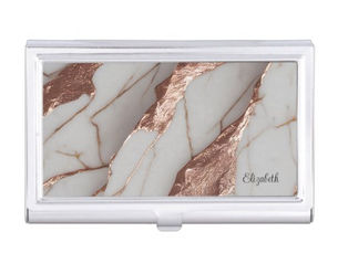 Best Deals! Trendy Copper Glitter Marble Business Card Case