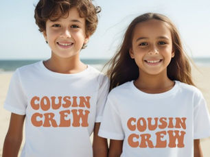 Top 5! Cousin Crew | Brown Matching Family Kids Unisex T-Shirt