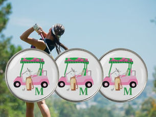 Top 5! Unique Charming Golf Cart with Clubs Monogram Golf Ball Marker