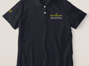 Best Price! Photographer Business Name White Yellow Typography Embroidered Polo Shirt