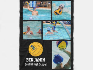 Review Water Polo 5 Photo Collage Name # Team Custom Flee Fleece Blanket