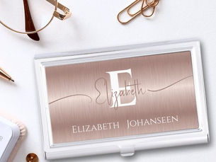 Top 5! Elegant Rose Gold Brushed Metal Girly Monogrammed Business Card Case