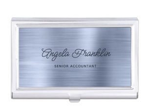 Hot Deals! Dusty Blue Faux Metallic Foil Business Card Case